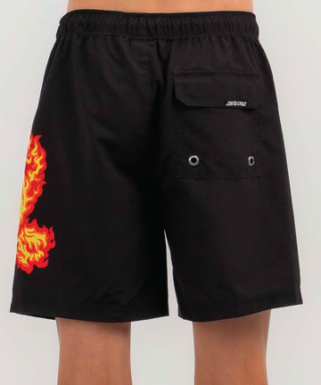 Santa Cruz Boys Flame Hand Board Short - Black